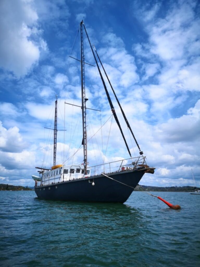 Sylfia at anchor