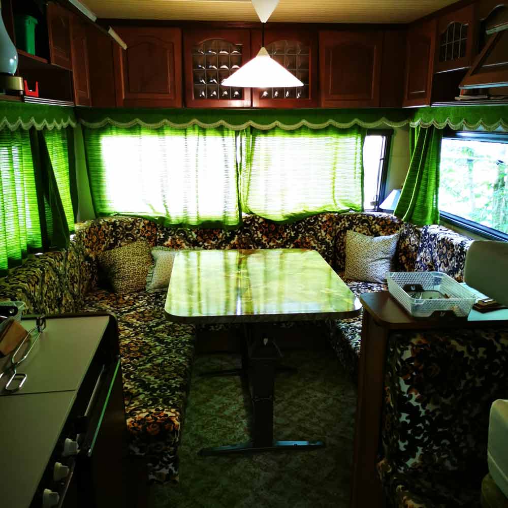 Inside a caravan in Switzerland