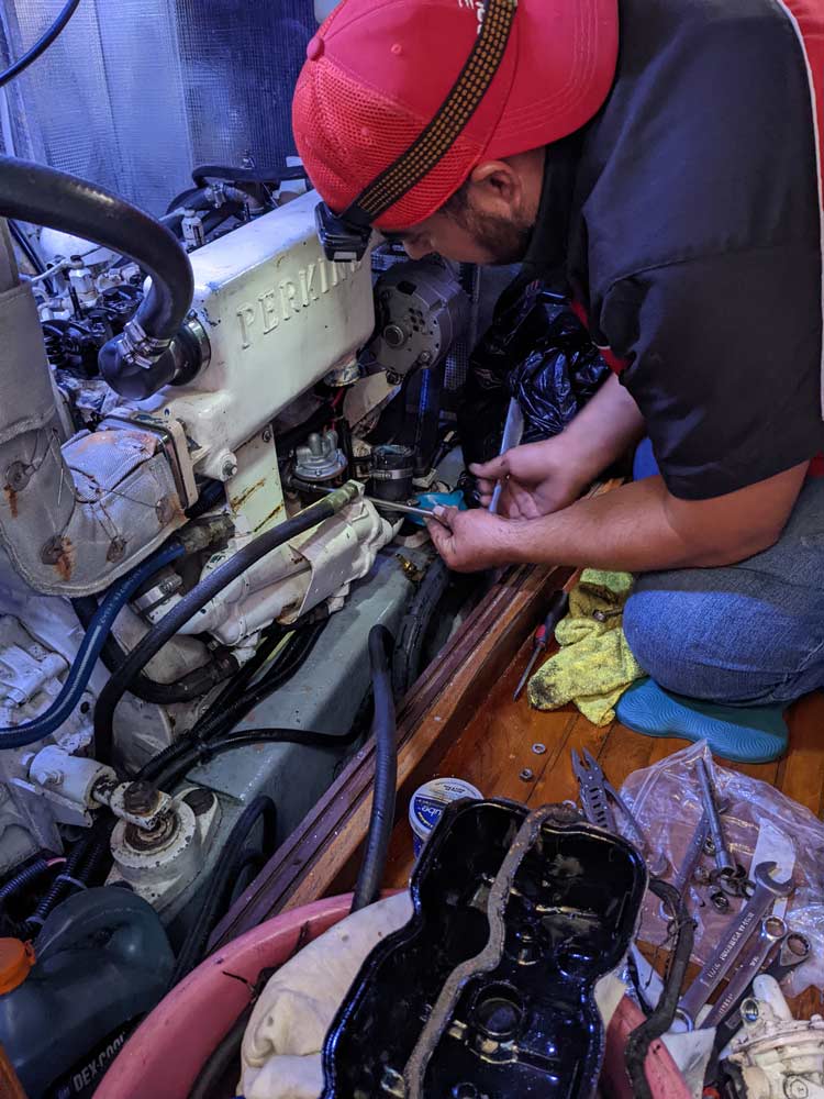 Life on a sailboat is fixing your diesel enginen from time to time